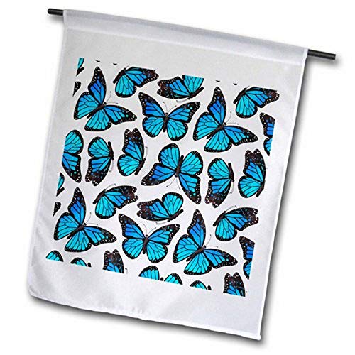 3dRose fl_214548_1 Blue Monarch Butterflies Garden Flag, 12 by 18"