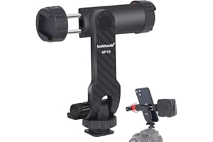 Phone Tripod Mount with 2 Cold Shoes & 1/4" Arca Port, 360° Rotation Cell Phone Tripod Adapter for iPhone, Smartphones, Phone