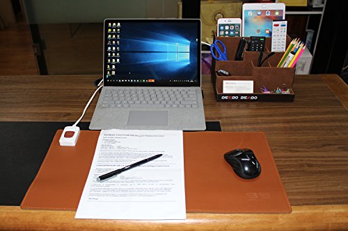 Remote Control Holder Organizer Stand for Table, Large Brown PU Leather Remote Control Holders/Storage /Organizer/Caddy with 9 Spacious Compartments, Multifunction Home Office Desk Organizer - Thumbnail 5