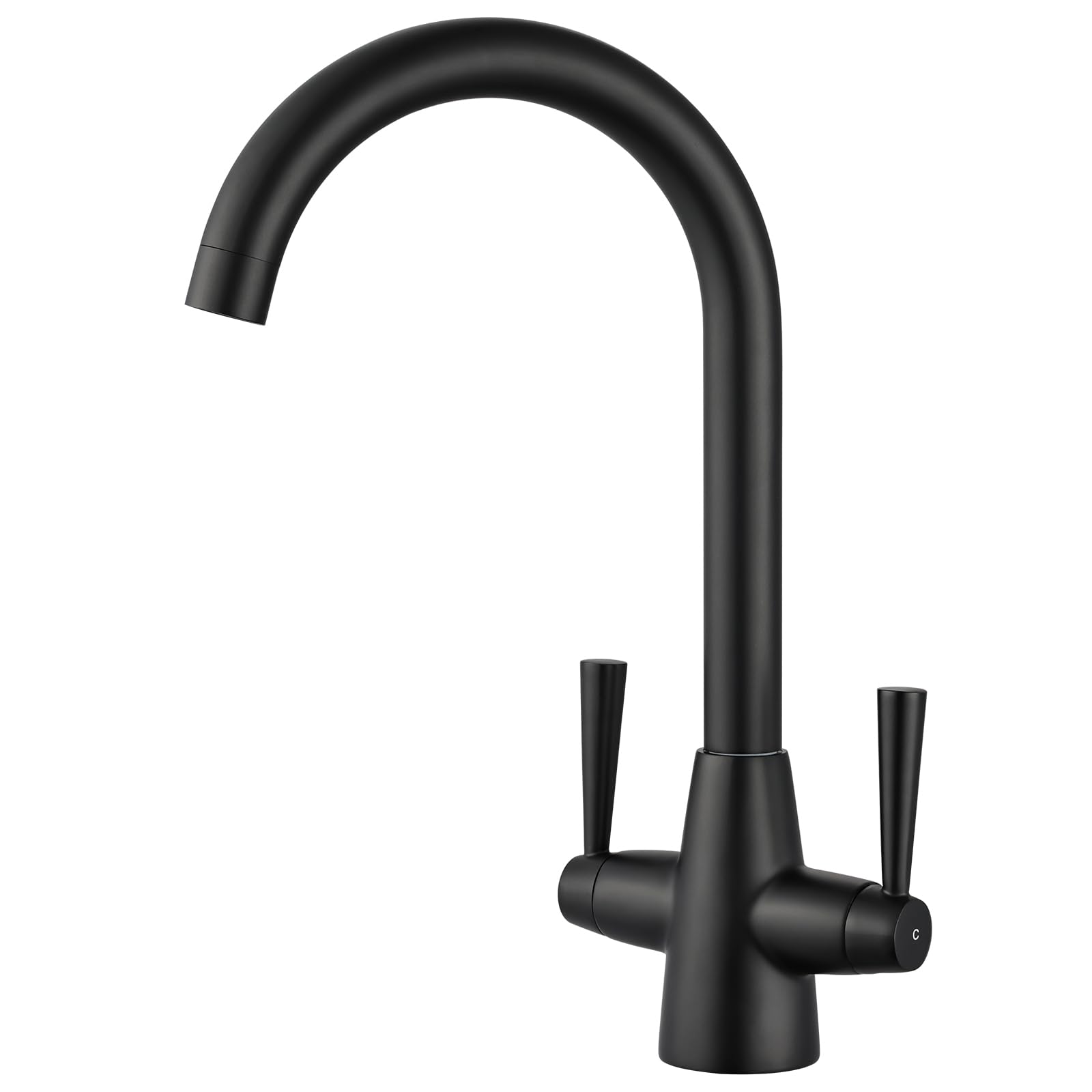 Peppermint Black Kitchen Taps Mixer Dual Lever Matt Black Kitchen Mixer Tap 1 Hole Monobloc Sink Mixers Taps 360° Swivel Spout Stainless Steel Faucets