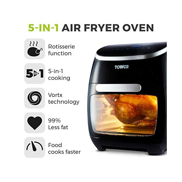 Tower-T17039-Vortx-5-in-1-Digital-Air-Fryer-Oven-with-Rapid-Air-Circulation-60-Minute-Timer-11L-2000W-Black Tower T17039 Xpress Pro 5-in-1 Digital Air Fryer Oven with Rapid Air Circulation, 60-Minute Timer, 11L, 2000W, Black