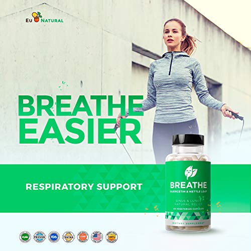 Breathe Sinus & Lungs Breathing - Seasonal Nasal Health, Open and Clear Airways, Bronchial Wellness, Healthy Chest - Quercetin, Nettle Leaf, Bromelain Pills - 60 Vegetarian Soft Capsules