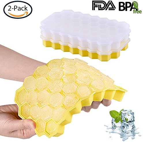 Ice Cube Trays, AGALORY Ice Cube Molds Ice Trays with Lids, Mini Silicone Cocktail Whiskey Ice Cube Storage Containers 2 Pack