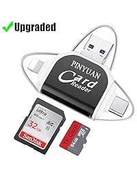 SD Card Reader,Memory Micro SD Card Reader USB Type C Adapter Viewer Compatible with iPhone OTG Android Computer - 4 in 1