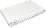 SolaDirect 4 x 6 m White Tarpaulin Heavy Duty Waterproof Tarp