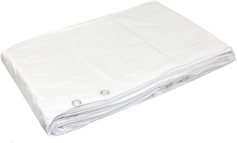 SolaDirect 4 x 6 m White Tarpaulin Heavy Duty Waterproof Tarp