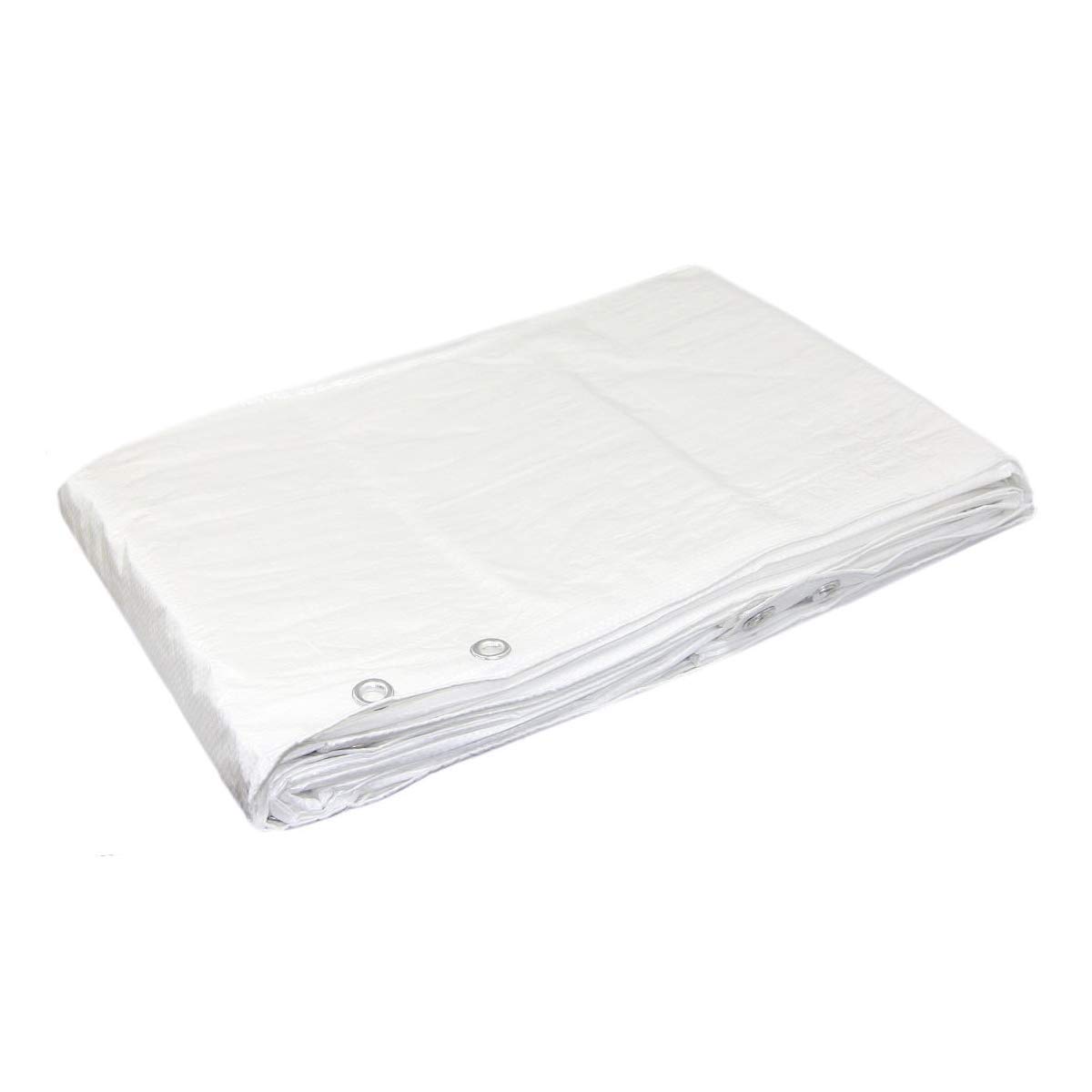2 x 2 m White Tarpaulin Waterproof Heavy Duty Tarp Sheet Cover, Groundsheet - Waterproof, Weatherproof, Frost-Resistant, UV Protection, Universal, Multipurpose, Reinforced Eyelets