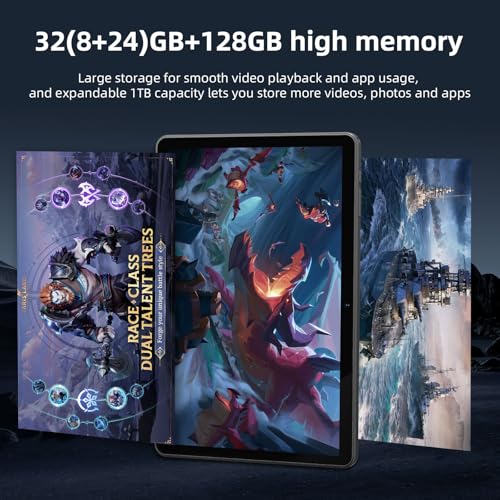 HUIHUANG Tablet 10 Inch Android 16 Tablet, 32GB RAM 128GB ROM, 1TB Expansion, T7280 Octa-Core, Tough Tablet Large Capacity Battery, Dual Camera, 5G/2.4G WiFi, Bluetooth 5.2, GPS - Black (Black)