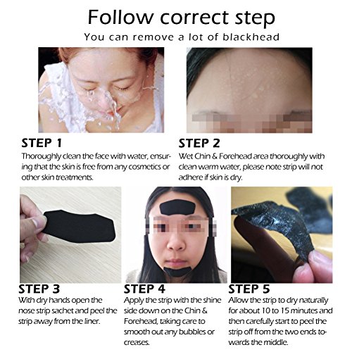 10Pcs Blackhead Remover Nose Mask + 10Pcs Chin Forehead Black Head Mask Acne Treatment Pore Strip Black Peeling Mask Skin Care