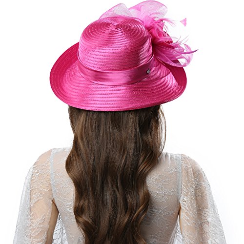Original One Women's Cloche Bowler Hats KDC1701 for Kentucky Derby Day, Church, Wedding, Tea Party and More Formal Occasion (Fuschia) - Thumbnail 3