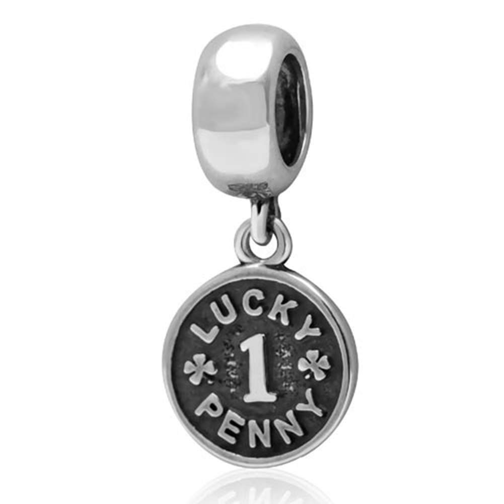 925 Sterling Silver Lucky Penny Charm Number 1 Charm Money Charm for Pandora Charm Bracelet