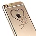 iPhone 6 Case, iPhone 6S Case,UZZO iPhone 6 6S 4.7 inch Gold Plating Bumper TPU Case Cover with Love Heart Design Inside Glitter Diamond Crystal Clear TPU Case Cover for iPhone 6/6S