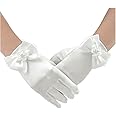 Deceny CB Short Flower Girls Gloves for Wedding Satin Gloves for Girls Princess Gloves