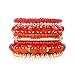 RIAH FASHION Multi Color Stretch Beaded Stackable Bracelets - Layering Bead Strand Statement Bangles (Original - Coral Orange, 7)