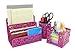 EasyPAG Carved Hollow Flower Pattern 3 in 1 Desk Organizer Set (Pink)