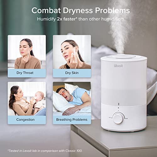 LEVOIT Humidifiers for Bedroom, Quiet (3L Water Tank) Cool Mist Top Fill Essential Oil Diffuser