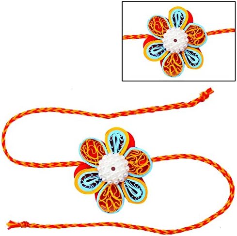 Rakhi Thread for Brother Bhaiya with Colorfull Flower Quill Design Ecofriendly for Rakshabandhan Rakhee Bracelet