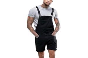 Burband Mens Summer Short Overalls Denim Bib Shorts Casual Outdoor Vintage Distressed Jeans Jumpsuit Shorts with Pockets