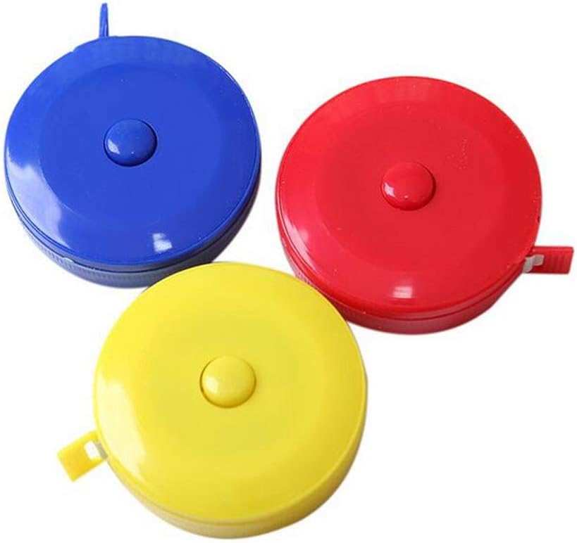3PCS 1.5M 59Inch Random Color Portable Mini Round Plastic Tape Measure Reusable Durable Soft Scale Ruler Automatic Telescopic Type Band Tape Flexible Rule Length Measuring Tool for Length Measurement