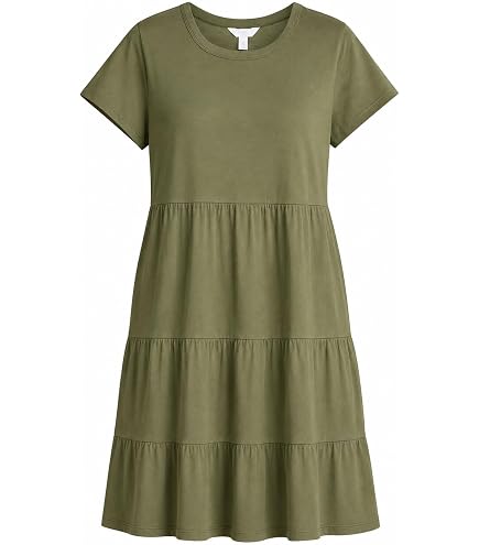 Time and Tru Women's and Women's Plus Midi Double Cloth Dress Navy at Amazon Women's Clothing store