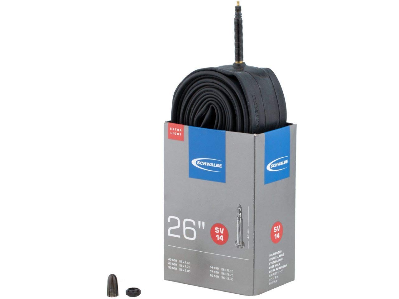 Schwalbe STU039X Xtra Light Inner Tube - Black, 26 x 2.25/2.35 Inch