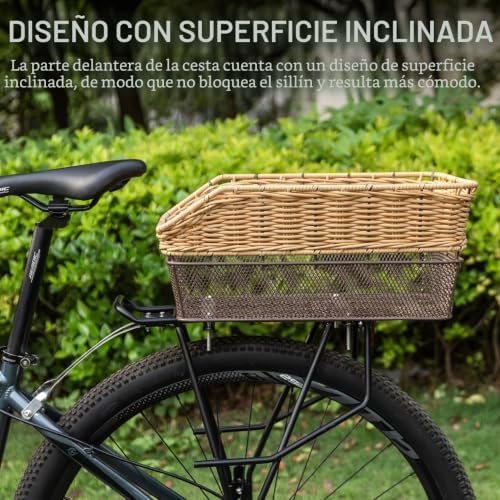 Cesta trasera grande para bicicleta, 25 L, con capacidad de carga de hasta 20 kg, base de metal, cesta para mochila escolar, resistente a la intemperie, no se oxida, bicicleta eléctrica en