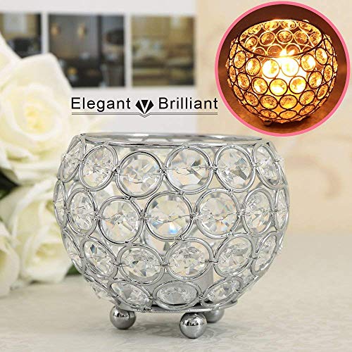 VINCIGANT Silver Crystal Bowl Candle Holders for Aromatherapy, Weddings