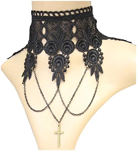 Angela Dress Womens Wedding Gothic Accessories Cross Lace Necklace Party Chocker