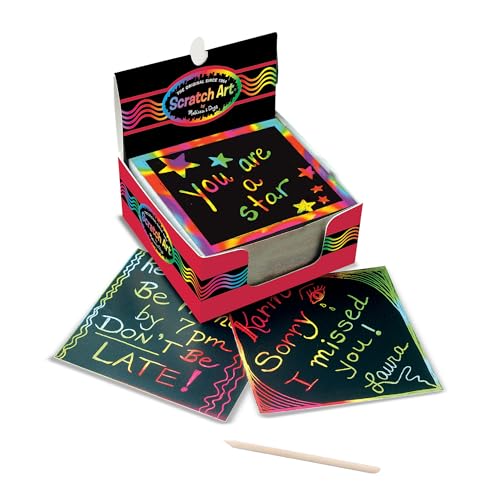 Melissa & Doug Scratch Art Rainbow Mini Notes (125) with Wooden Stylus - FSC Certified