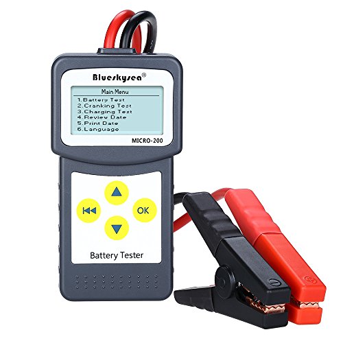 Blueskysea MICRO-200 12V Car Battery Tester Vehicle Digital Analyzer Automotive Alternator Tester Diagnostic Tool Bad Cell Test Tool w/Printing Function EFB/AGM/GEL CCA100-2000, 30-200Ah