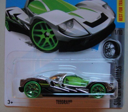 HOT WHEELS SUPER CHROMES 1/10 TEEGRAY 36/250 SHOWDOWN SCAN & RACE CARD