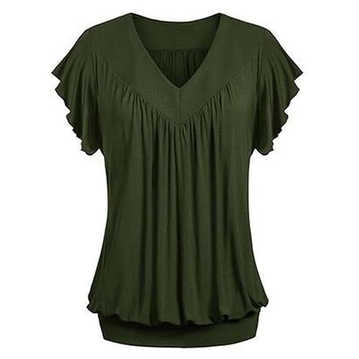 Overdose Frauen Plus Größe Lose V-Ausschnitt Kurzarm Solid Farbe Tops Plissee Bluse T-Shirt Damen Sommer Tops Oberteile