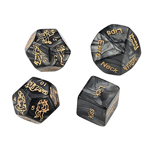 C-Easy 4 Pcs Erotic Dice, Game Toy Sex Party Fun Adult Couple Exotic Posture Fetish Sex Toys Romance Erotic Craps Dice