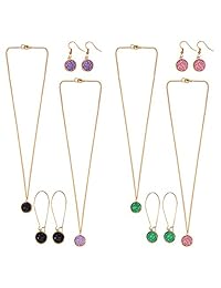SUNNYCLUE 1 caja de 141 piezas DIY joyería Druzy pendientes Kit de iniciación de fabricación incluye 6 colores 60 piezas redondo Druzy Agate resina cabujones 0.472 in, y 3 colores 30 piezas de latón Stud Pendientes Set