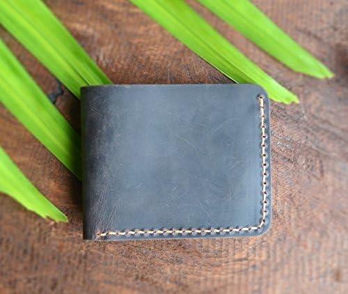 Handmade Distressed Leather Bifold Wallet (Dark Brown)