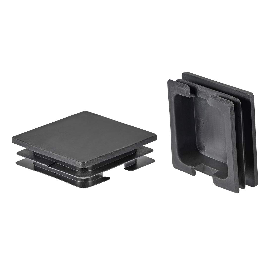 sourcing map 4Pcs 75mmx75mm(2.95inch) Plastic Tubing Plug Square Post End Caps for Handrail Stair Newel Guardrail Tube Black