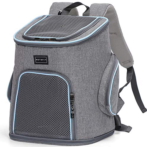 Petsfit Cat Backpack Portable Cat Carrier Backpack,Top Transparent Window Pet Carrier Backpack with Handle Carry for Small Dogs and Cats