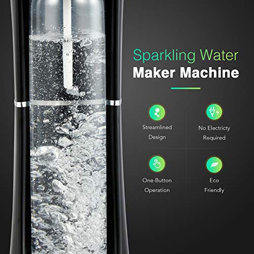 COZ Desktop Sparkling Water Maker Black, 1 Liter Homemade Soda Pop