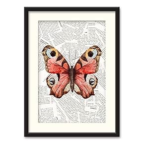 Black Paper Framed Canvas Wall Art for Living Room, Bedroom Animals or Plants Pop Up Vintage Newspaper Backgroud Canvas Prints for Home Decoration Ready to Hanging - 23x31 inches