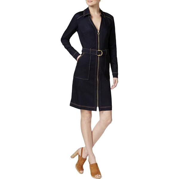 INC Womens Denim A-Line Shirtdress Navy 2 at Amazon Women's Clothing store