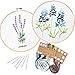 2 Pack Embroidery Kit, Full Range of Embroidery Starter Kit with Pattern DIY Embroidery Kit for Beginner Including Embroidery Cloth, Embroidery Hoop, Threads, Tools Kit (Lavender and Lupine)