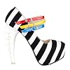 SHOW-STORY-Black-White-Stripe-3-Strap-Platform-Bone-Heel-Mary-Jane-PumpsLF80636