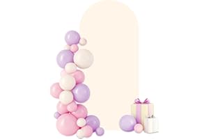 GEWONELIFE Beige Arch Backdrop Cover, 6FT Spandex Fitted Wedding Arch Stand Covers Round Top Chiara Arch Backdrop Stands Cover for Wedding Birthday Party Ceremony Banquet Decoration