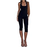 Milumia Women's Sexy Halter Bodycon Jumpsuits Scoop Neck Bermuda Shorts Romper Clubwear