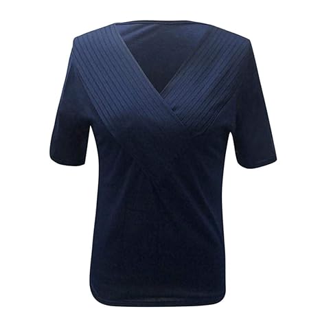 VJGOAL Damen T Shirt, Frauen Mädchen Elegant Einfach Klassisch Große Größen Volltonfarbe V-Ausschnitt Kurze Ärmel Top Bluse