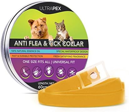 ULTRAPEX Anti Flea & Tick Collar for Dogs and Cats- One Size fits All Universal Fit with Perfect Protection from Natural Essence Oil- Waterproof, Stops Bites, Premium Protection from Insects and more.