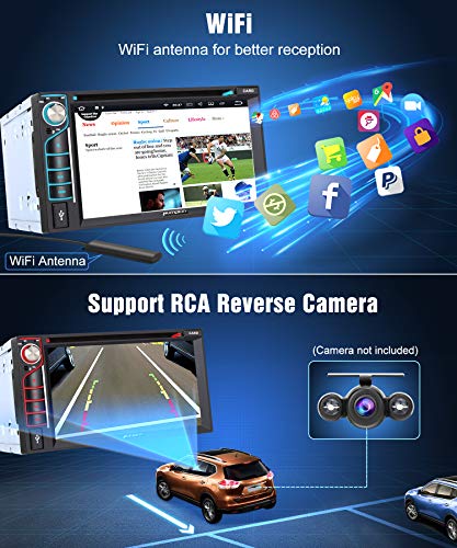 PUMPKIN Android 8.0 Car Stereo Double Din DVD Player 4GB RAM with Navigation, WiFi, Support Android Auto, Fastboot, Backup Camera, USB SD, AUX, 6.2 Inch Touch Screen