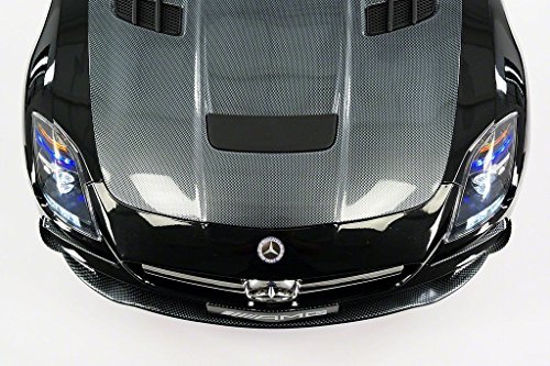Carbon BLACK SLS AMG Mercedes Benz Car for Kids, 12V Powered Kids Ride On Car, Leather Seat, LED Lights, Parental Remote, Built-in LCD Touch Screen TV Dashboard, Stroller Seatbelt
