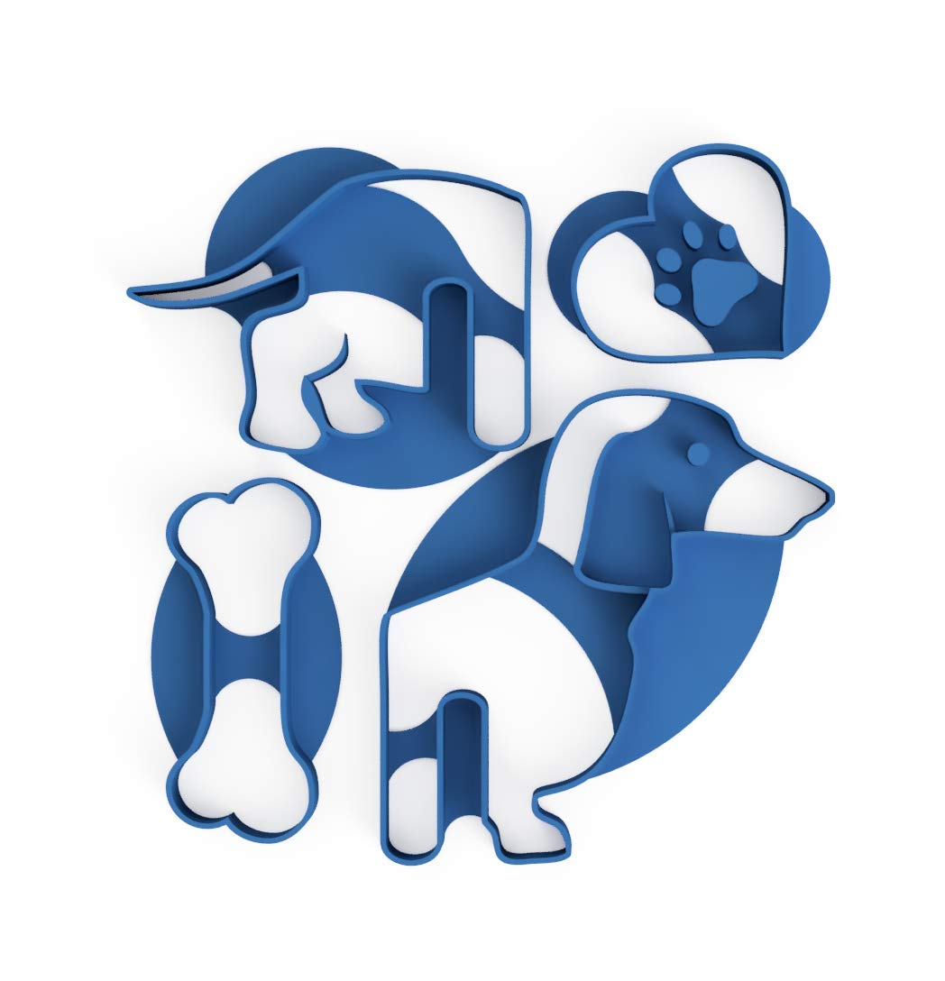 3DREAMS Biscuit Cutters Set of 4 with Dachshund Dog Design Made in Germany Organic Plastic with 2 Free Recipes and Instructions [May not be in English]