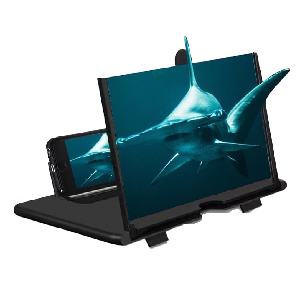 Photo 1 of 12" Screen Magnifier Amplifier,Mobile Phone Magnifier Projector Screen for Movies,Videos,and Gaming.Foldable Mobile Phone Holder with Screen Magnifier,Supports All Smartphones (Black)